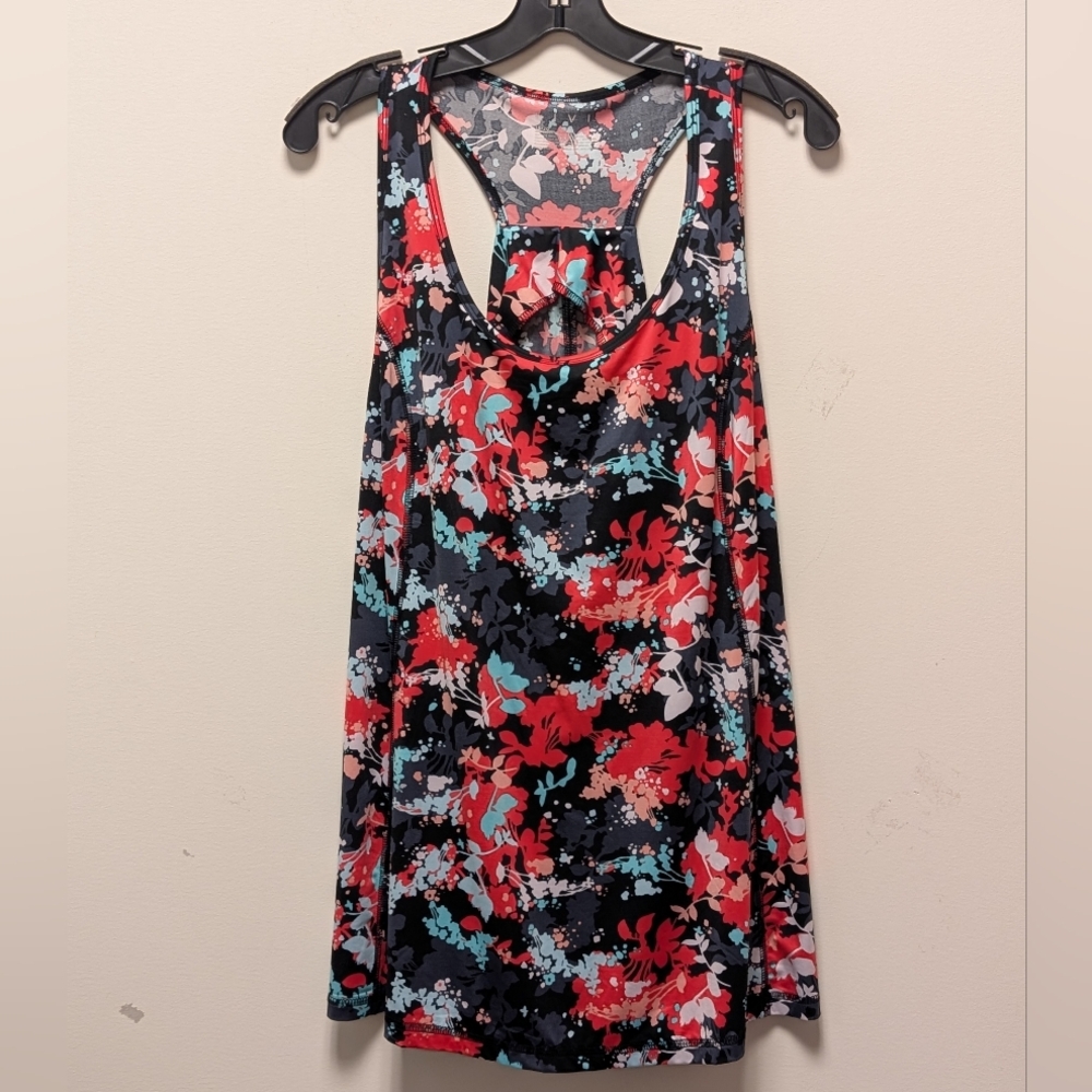 Lane Bryant LIVI Wicking Drape-Back Tank Dark Floral Racerback Tank NEW 18/20 - Picture 2 of 11